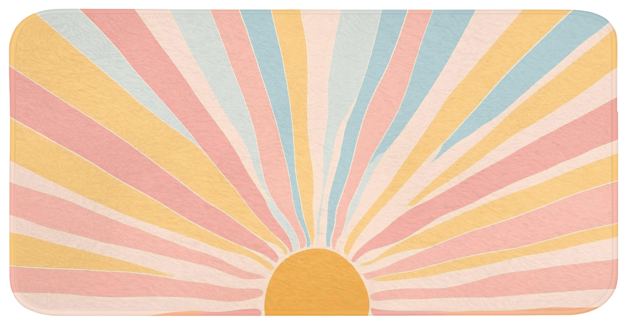BADEMATTE Illustration - Sonne - Pastellfarben 120x60 cm - Pastellblau, Kunststoff/Textil (120/60cm)