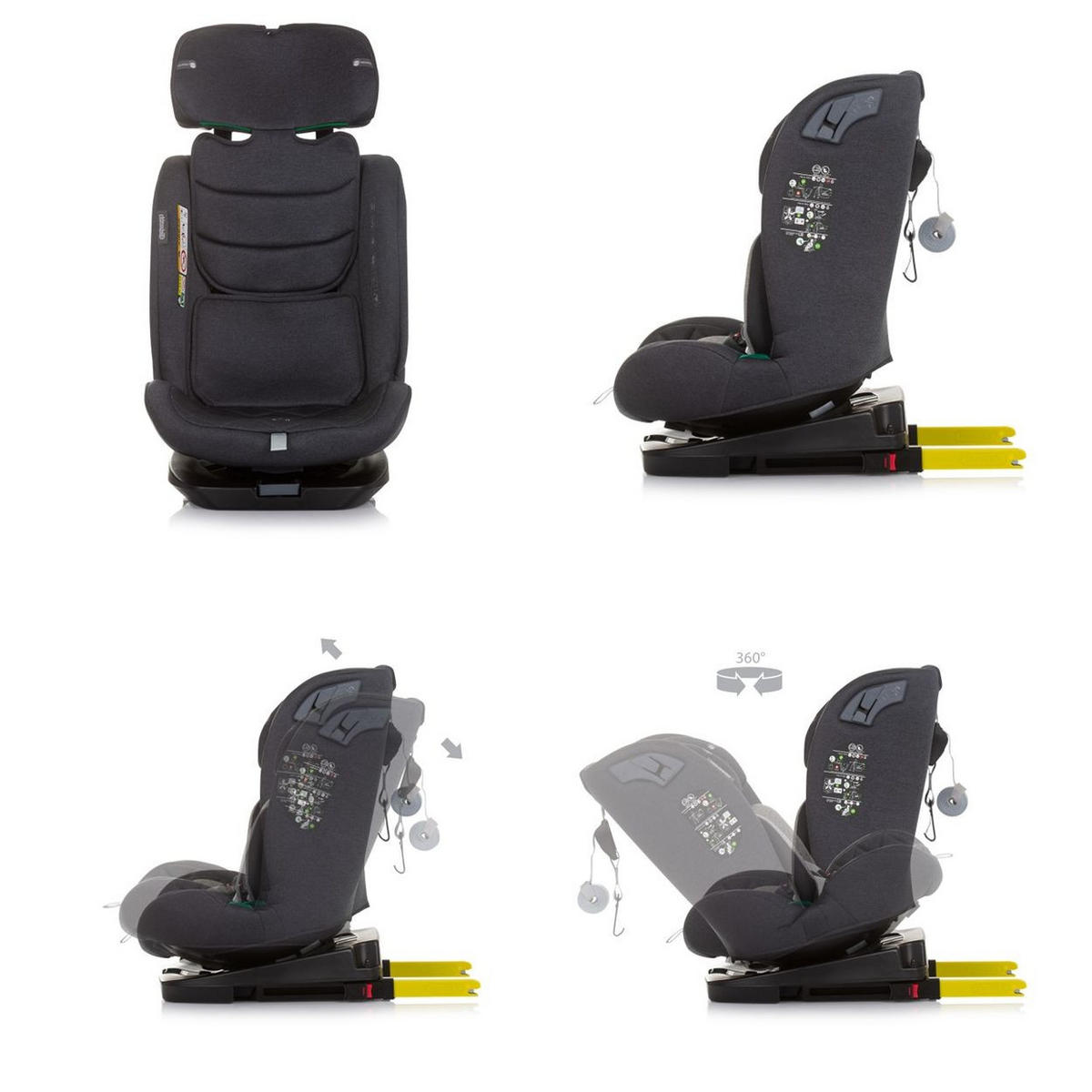 KINDERSITZ X-Factor i-Size grau (40 - 150 cm) Isofix verstellbar drehbar - Grau, Kunststoff (44/78/43cm) - Chipolino