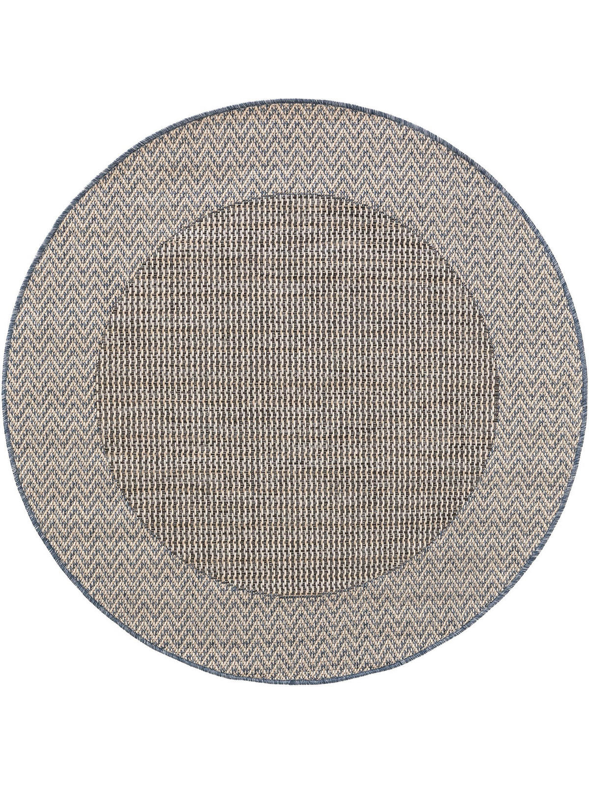 OUTDOORTEPPICH rund River Beige/Blau ø 130 cm rund - Beige, Textil (130/130cm) - benuta Nest