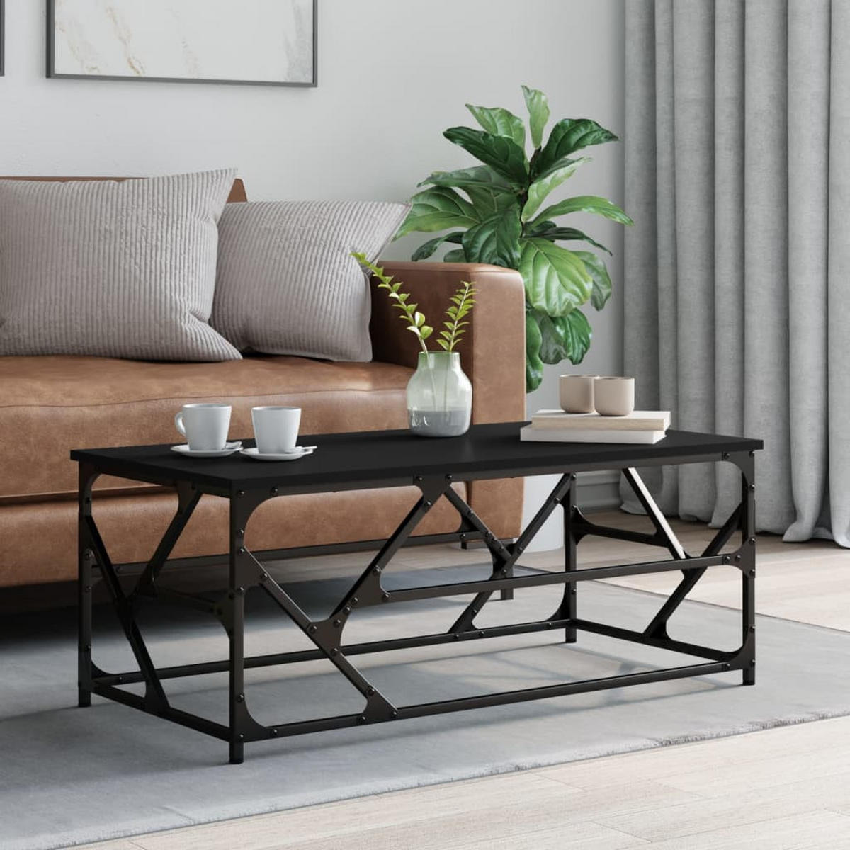 COUCHTISCH Schwarz 100x50x40 cm Holzwerkstoff - Schwarz, Holzwerkstoff (50/100/40cm) - furnicato