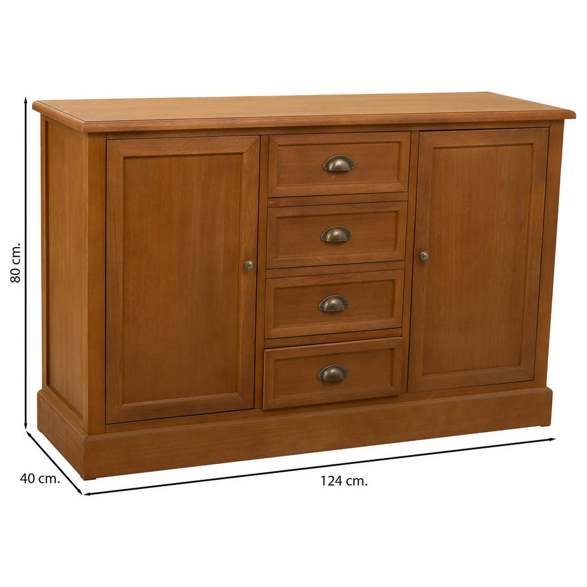 ANRICHTE aus Holz 129x45x85 cm - Braun, Holz (129/80/40cm) - Wanderlust