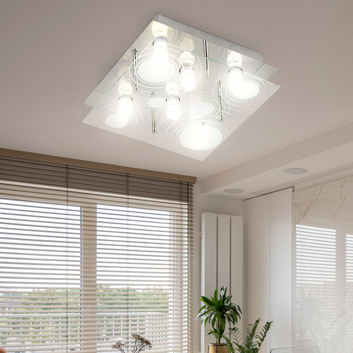 LED DECKENLEUCHTE TRITON Silber Metall Glas - Silberfarben, Glas (33/33/12.5cm) - Globo Lighting