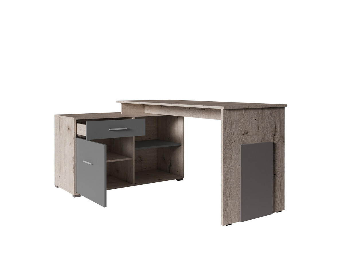 SCHREIBTISCH Eiche Wellington, Graphit 168/76/110 - Eichefarben/Graphitfarben, Holzwerkstoff (110/168/76cm) - RAUMHIRSCH FURNITURE