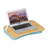 LAPTOPKISSEN Natur Blau Bambus 8x51x36 cm - Multicolor, Holz/Textil (36/51/8cm) - Relaxdays