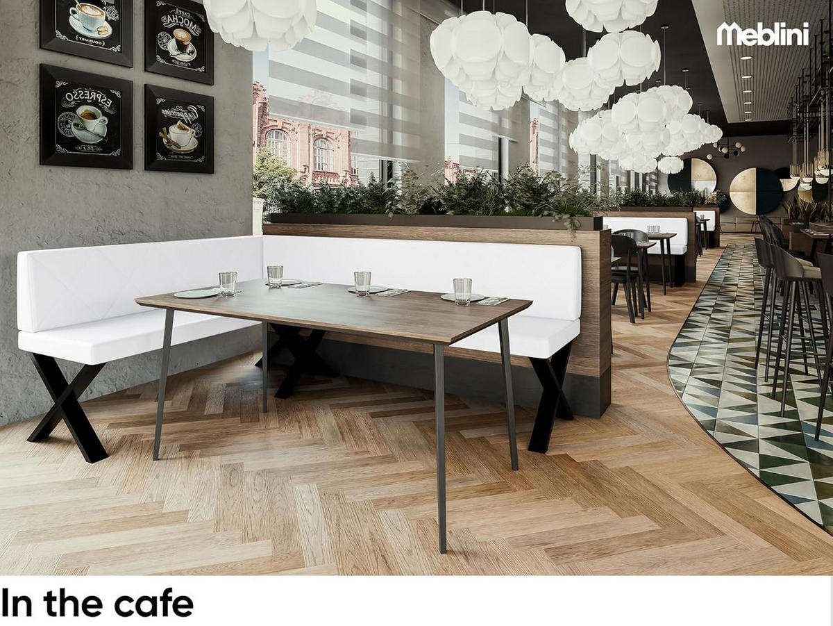 ECKBANK ERIC_X - Weiß, Leder (142/196cm) - Meblini