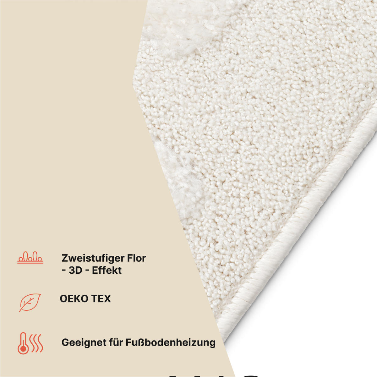 TEPPICH TERRA Creme 80/150 cm - Creme, Textil (80/150cm) - Tapiso