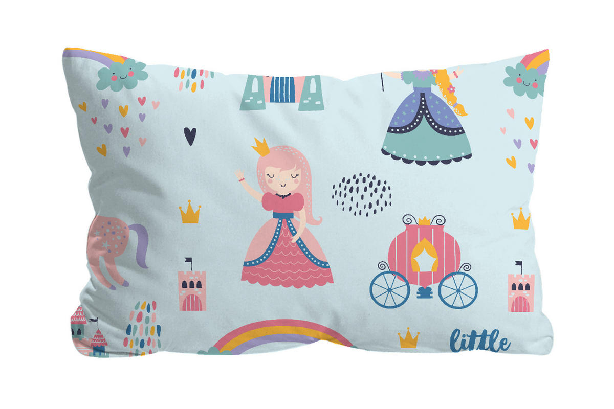 BETTWÄSCHE-GARNITUR Biber Little Princess ciel, 100x135 cm + 40x60 cm - Hellblau, Textil (100/135cm) - biberna