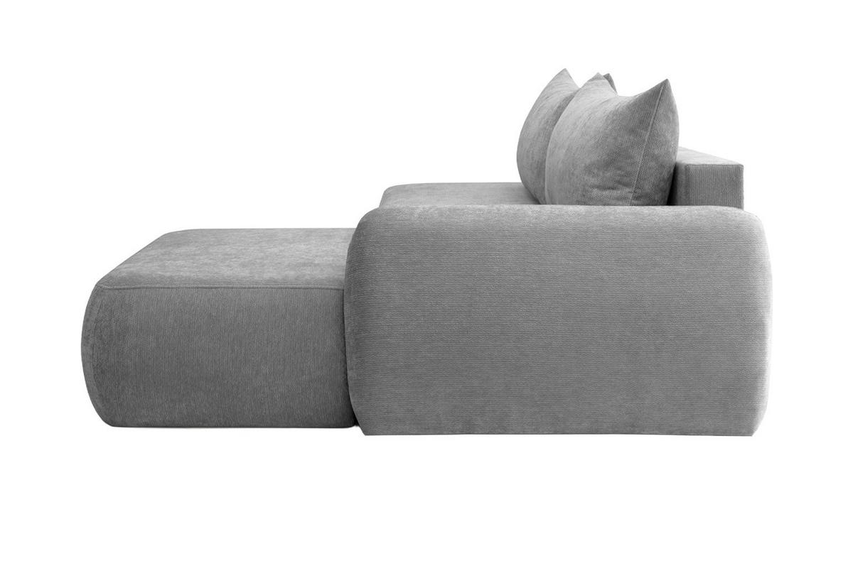 ECKSOFA Mit Schlaffunktion Und Bettkasten, Velvet-Stoff Vena, Grau, Rechts, HELA I - Grau, Holz (302/184cm) - Kaiser Möbel