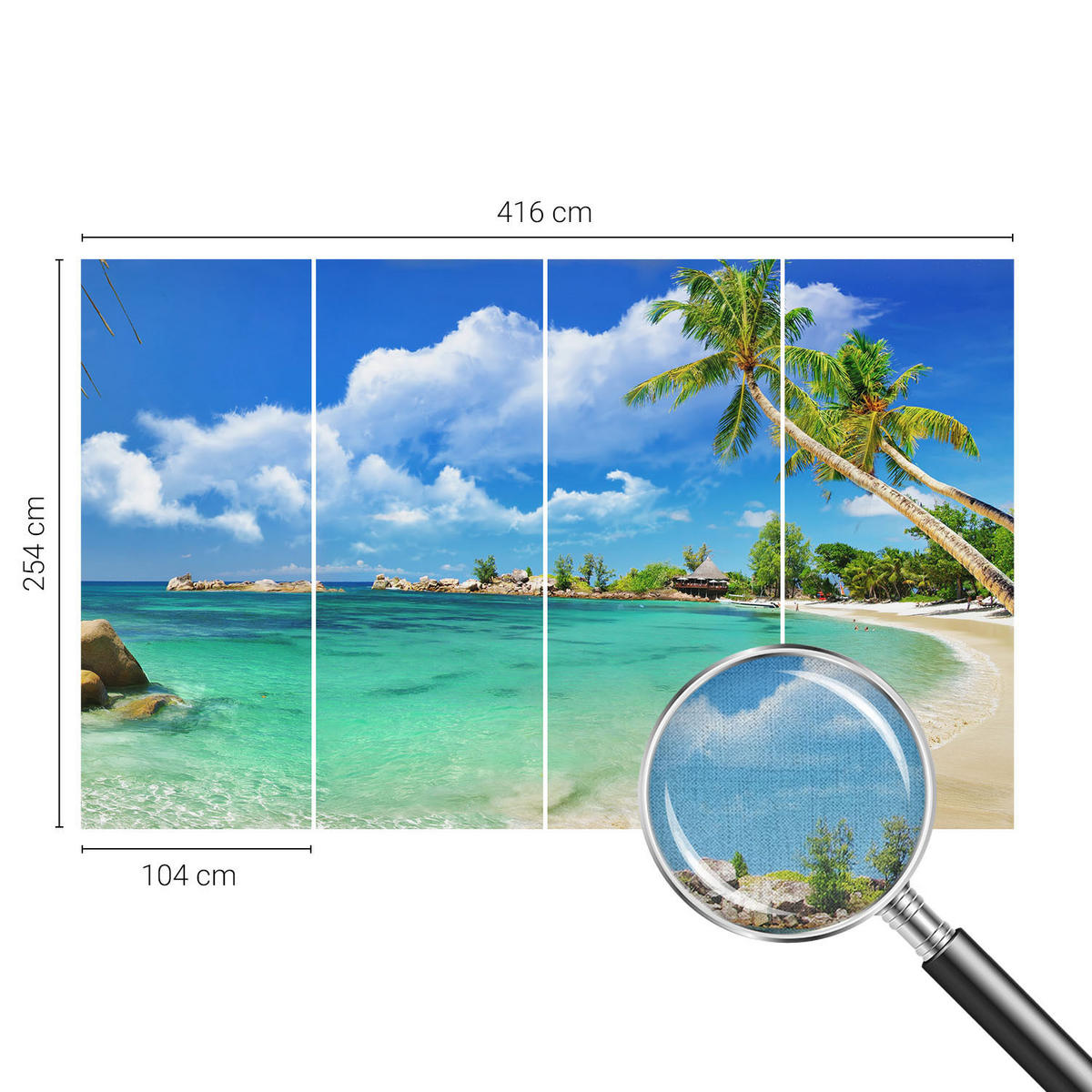 FOTOTAPETE 416x254 cm - Tropisches Paradies - Blau, Textil (416/254cm) - Wallfluent