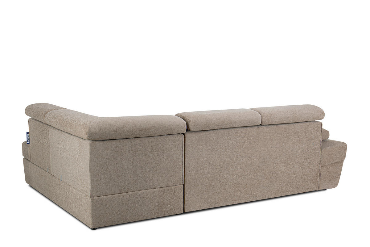 SCHLAFECKSOFA RATLO rechts 4/5-Sitzer mit Bettkasten in Lederoptik, ecrue - Ecru/Silberfarben, Textil (270/190cm) - KONSIMO®
