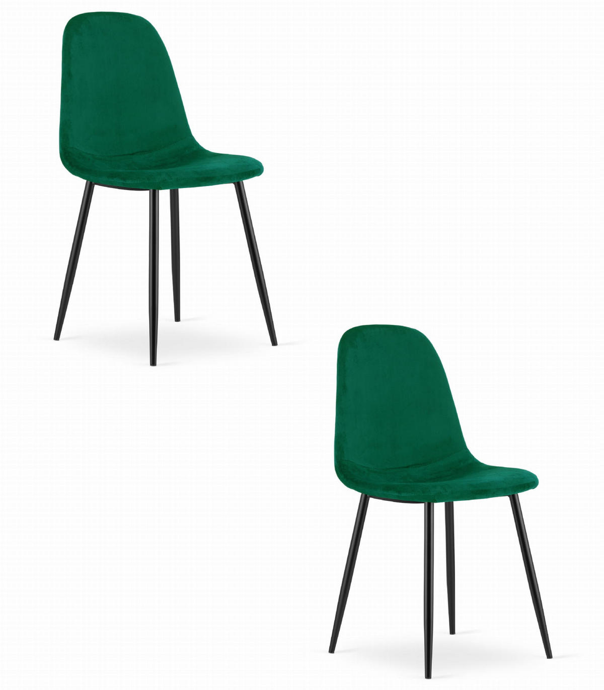 ESSZIMMERSTUHL 2-er Set COMO dunkelgrüner Sitz - Dunkelgrün, Textil (44.5/87.5/50.5cm) - Valora