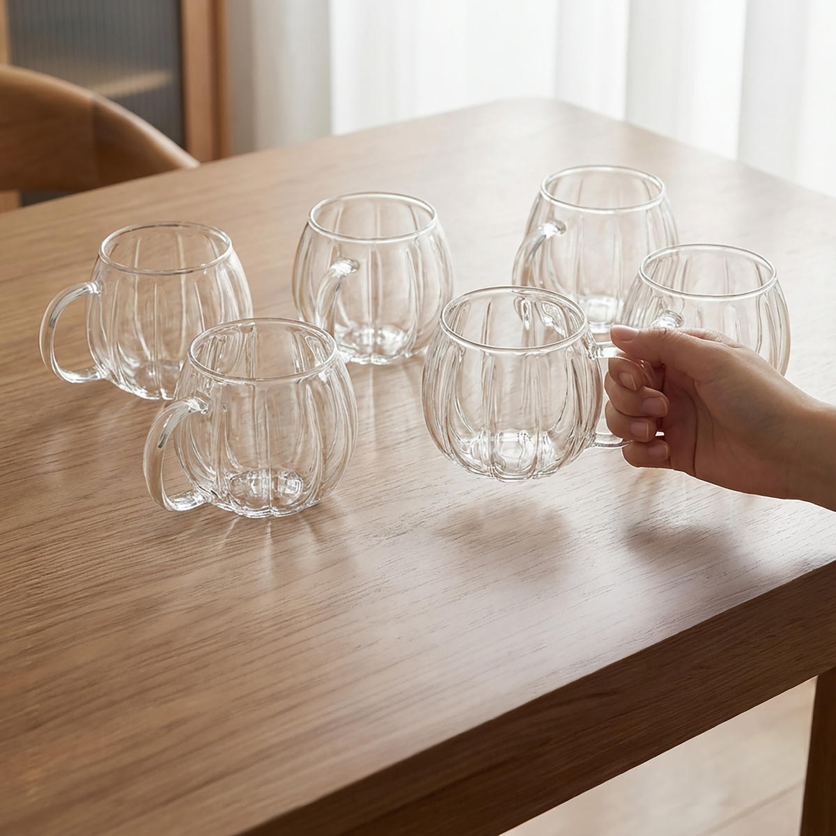 6XČAJ. pohár - priehľadné, sklo (0.4L) - Relaxdays