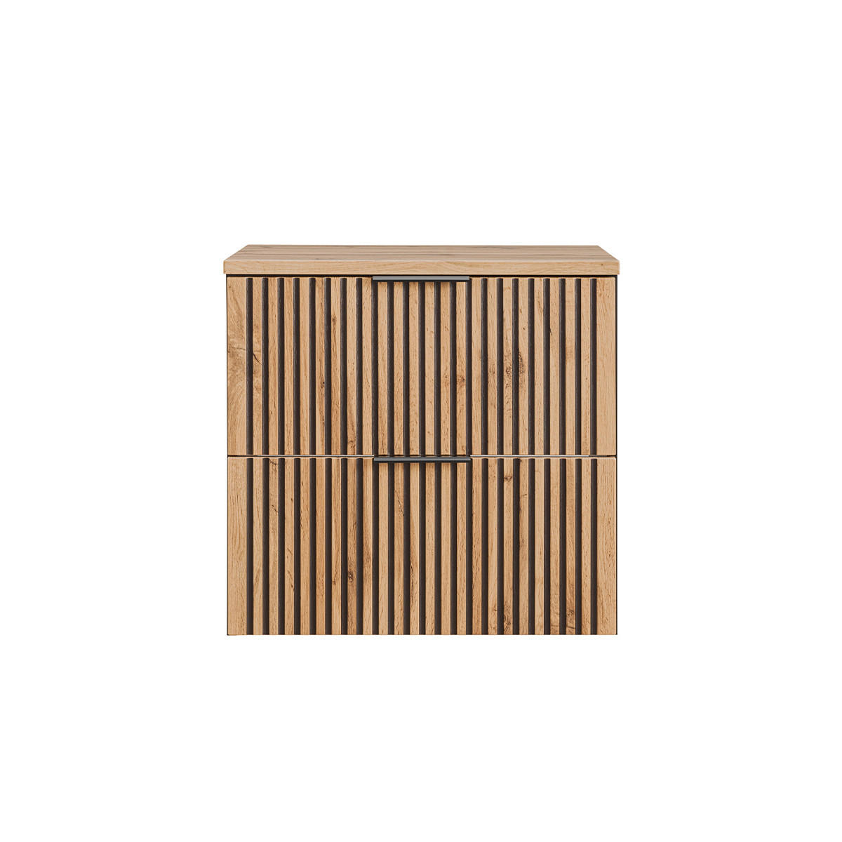 WASCHTISCHUNTERSCHRANK 60.6cm Gaia Holz in Eichenoptik und Schwarz - Schwarz, Holzwerkstoff (60.6/59/46cm) - Petits-meubles