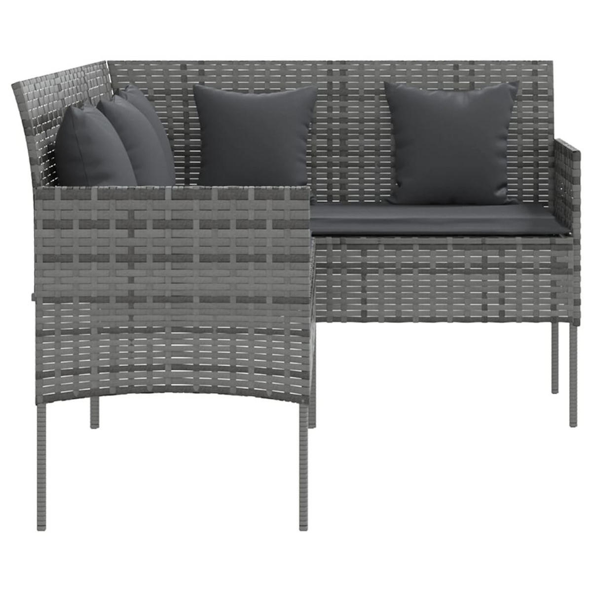 SOFA In L-Form Mit Kissen Poly Rattan Grau - Anthrazit/Grau, Kunststoff/Textil (161.5/80/113cm) - vidaXL