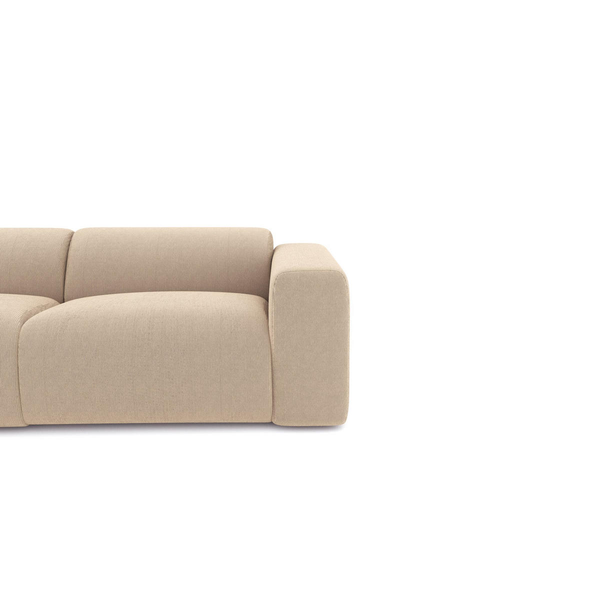 ECKSOFA LINKS Gerippter Samt Beige 280cm - Beige, Textil (280/165cm) - Sia Home