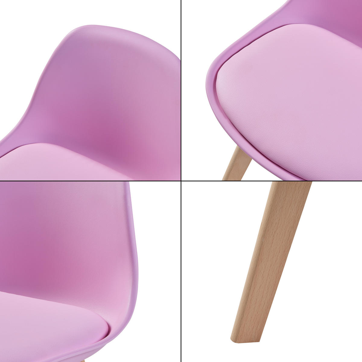 KINDERSTUHL Elvdal - Pink/Naturfarben, Holz/Kunststoff (38/56/33cm) - [en.casa]