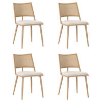 ESSZIMMERSTÜHLE 4er-Set mit PU-Sitz und Rattan-Rückenlehne Beige - Beige, Holz (46/80/48.2cm) - Meubliv