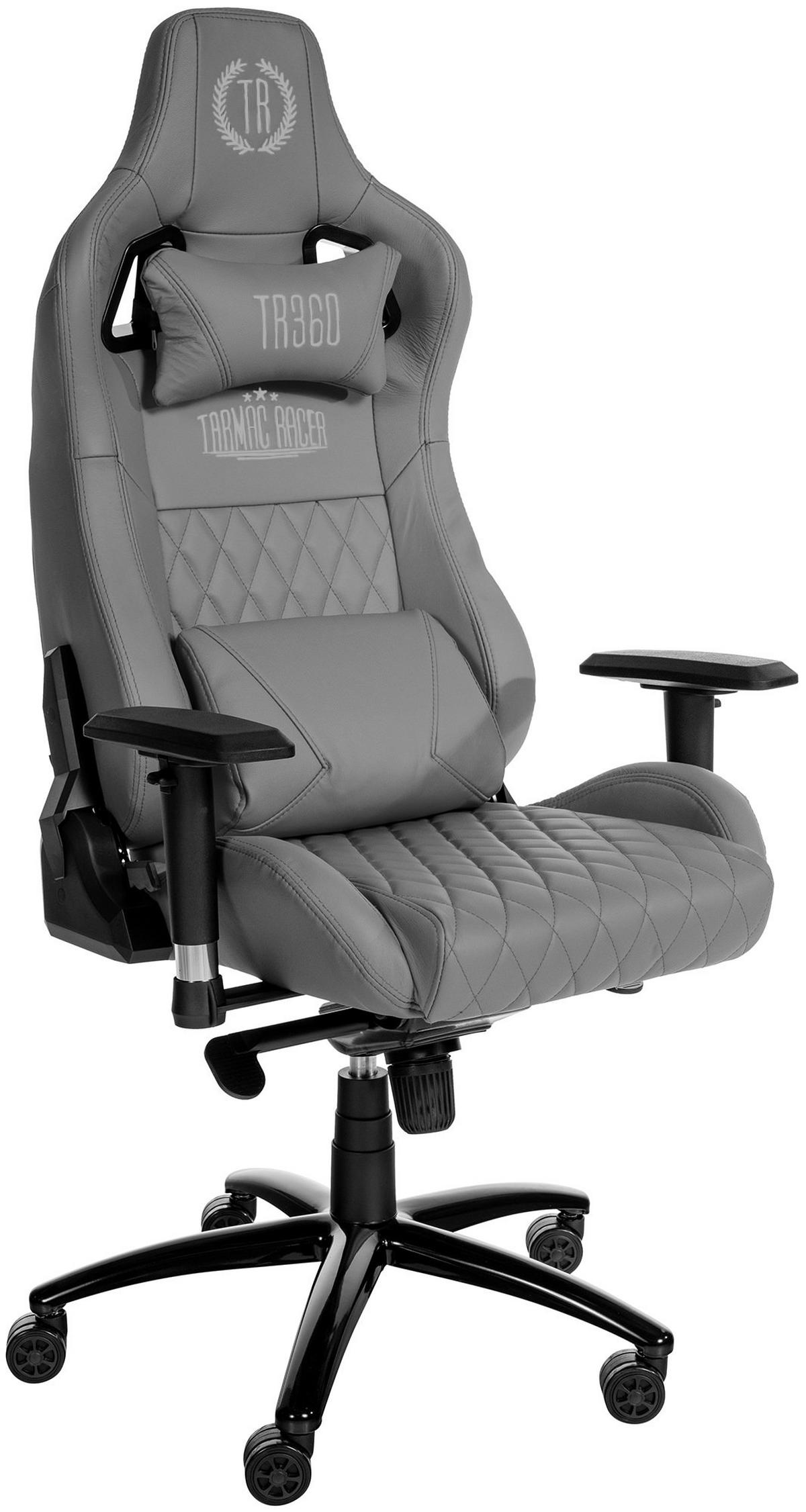 CHEFSESSEL Echtleder grau - Schwarz/Grau, Leder/Metall (70/129/64cm) - CLP