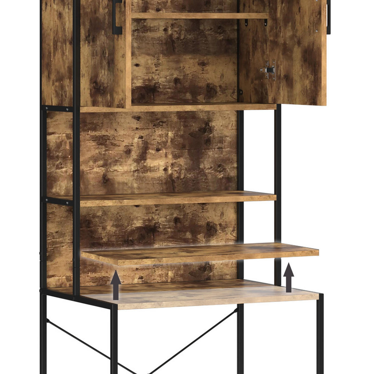 WASCHMASCHINENSCHRANK Fyrk Eiche rustikal 64 x 189 cm - Wildeiche/Schwarz, Holzwerkstoff (64/189/48cm) - Vicco