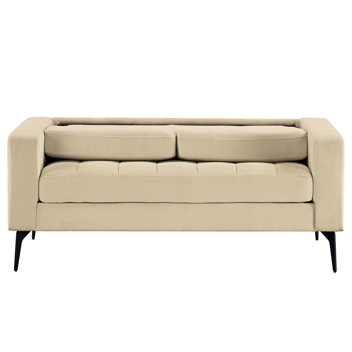 2-SITZER SOFA - Beige - Cord - Stahl - 142 x 82 x 76 cm - Beige/Schwarz, Textil/Metall (142/82/76cm) - home24