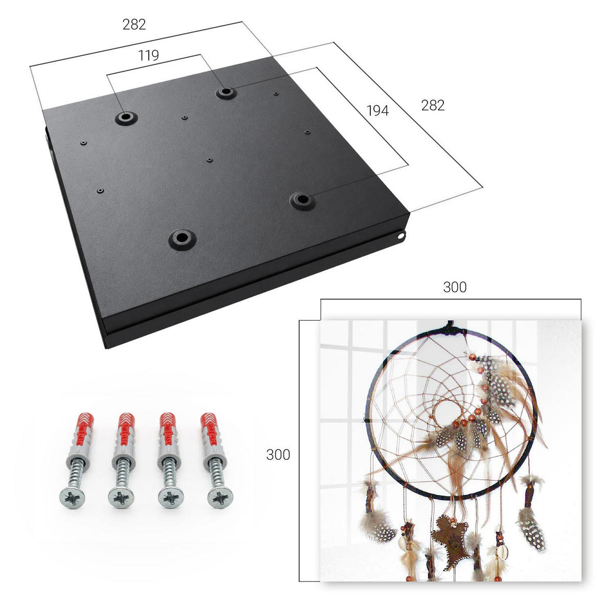 SCHLÜSSELBOX Schwarz 30x30 cm- Türöffnung nach rechts - Uralter Talisman - Braun, Metall (30/30/5cm) - TULUP