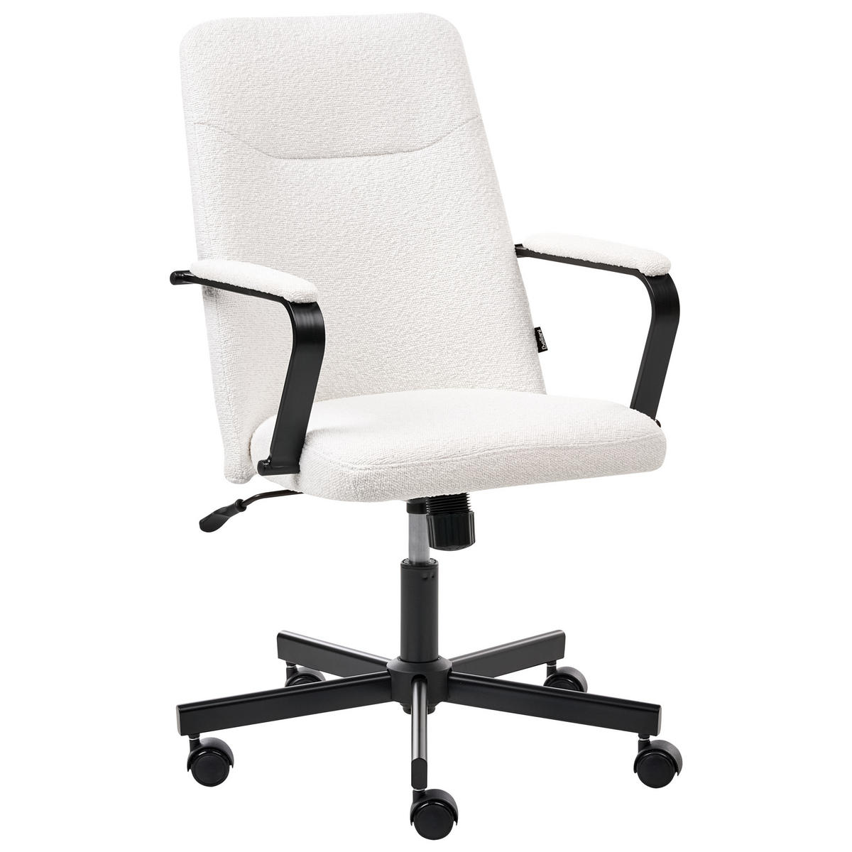 BÜROSTUHL Bouclé Weiß Caroga - Weiß, Textil (62/90/62cm) - Beliani