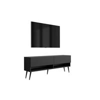TV-LOWBOARD 140 cm Mattschwarz, schwarze schräge Beine, 140 × 32 × 52 cm - Schwarz, Holzwerkstoff (140/52/32cm) - 3XE LIVING
