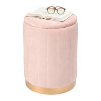 HOCKER - Altrosa/Rosa, Holzwerkstoff/Textil (32/42/32cm) - Relaxdays