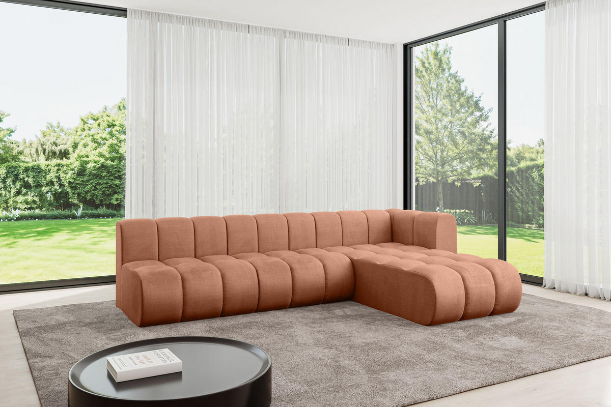 ECKSOFA modulares Sofa Darnel-L2 - 296x177x70 cm Apricot - Koralle, Holzwerkstoff/Textil (296/177cm) - ALTDECOR