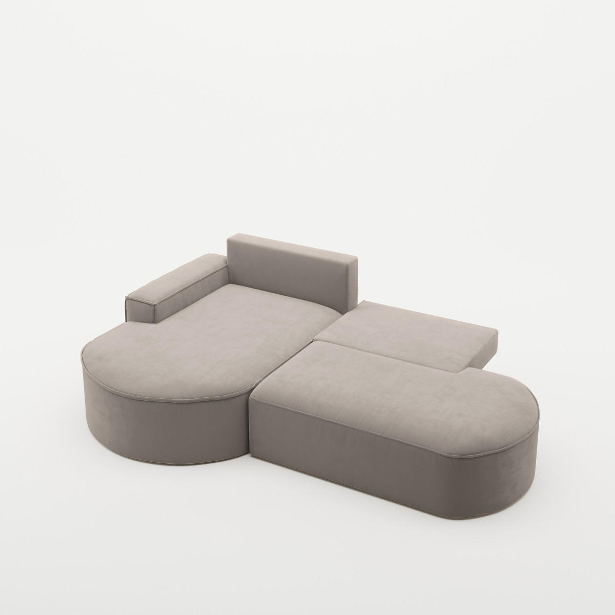 ECKSOFA Modena Pro - Komfort Und Stil Stoff Salvador Hellgrau Links - Hellgrau, Holz (278/179cm) - Kaiser Möbel