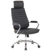 CHEFSESSEL Echtleder Schwarz - Chromfarben/Schwarz, Leder/Metall (59/117/57cm) - CLP