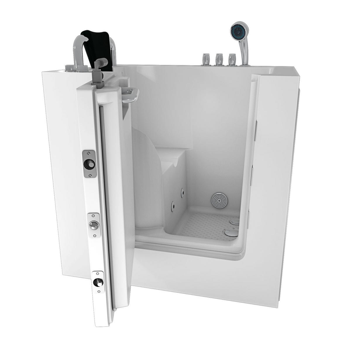 SITZWANNE Whirlpool mit Tür S02WP-TH-C-L - Weiß, Glas/Kunststoff (100/113/78cm) - AcquaVapore by Sandra Jentho
