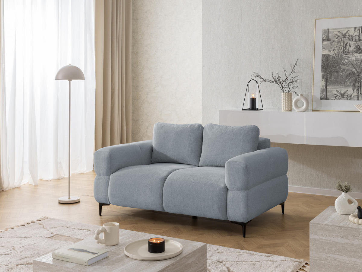 2-SITZER-SOFA Cardea in Bubble-Optik aus weichem Grau Strukturstoff mit hohem Sitzkomfort - Schwarz/Grau, Holz/Textil (154/80/97cm) - S-Style Möbel