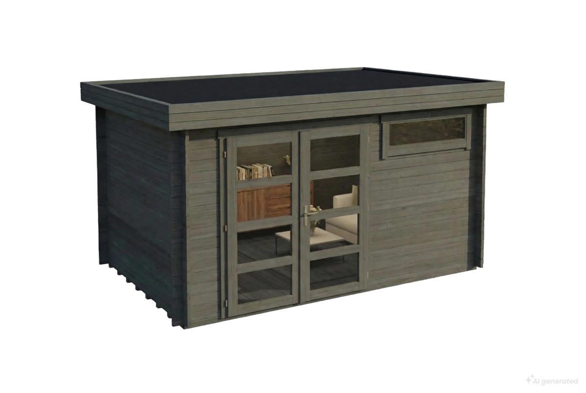 GARTENHAUS Holz Komplettset - Leandro - Grau, Holz (394/217/268cm) - Alpholz