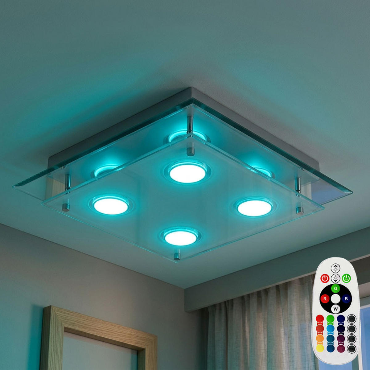 LED DECKENLEUCHTE Chrom Silber ARENA - Silberfarben, Glas (34/34/8cm)