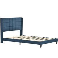 POLSTERBETT 140/200 cm in Blau Leinen - Blau, Holz/Textil (140/200cm) - KOMHTOM