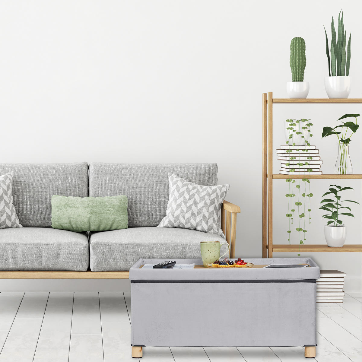 SITZBANK - Grau, Holz/Holzwerkstoff (76/34/38cm) - Relaxdays