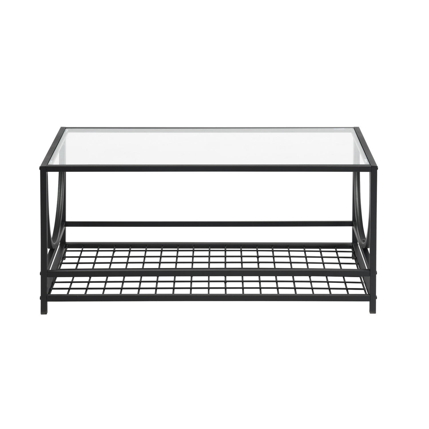 COUCHTISCH rechteckig Glas Schwarz - Weiß, Glas/Metall (90/45/42cm) - Urban Meuble