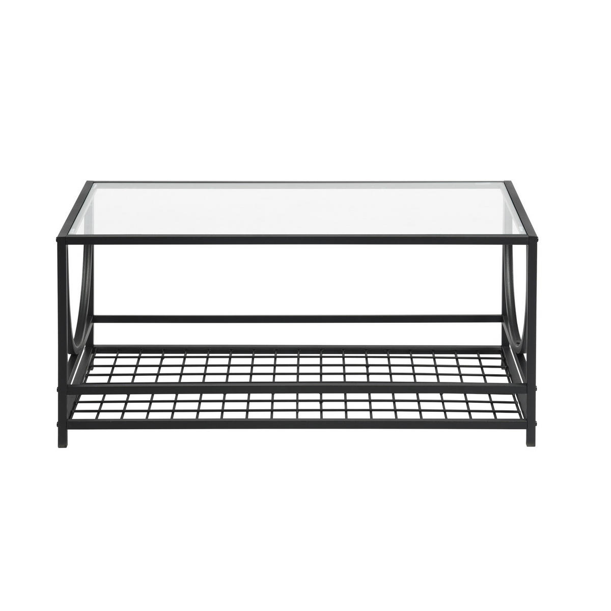 COUCHTISCH rechteckig Glas Schwarz - Weiß, Glas/Metall (90/45/42cm) - Urban Meuble