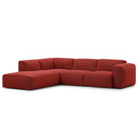 3-SITZER ECKSOFA mit Recamiere - Rot/Schwarz, Kunststoff/Textil (295/231cm) - home24