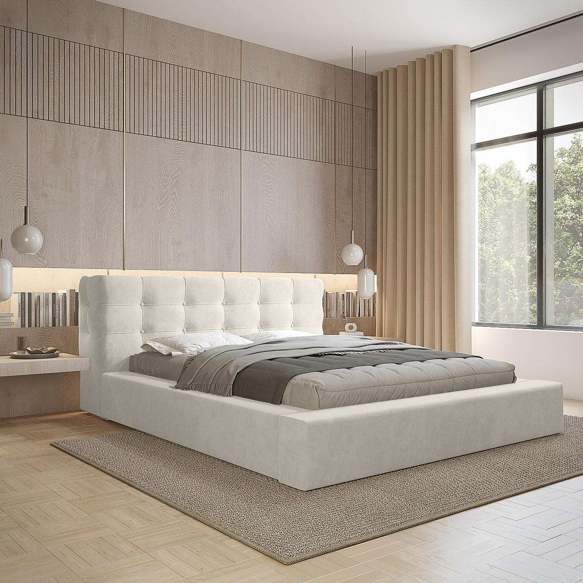 POLSTERBETT aus Velvet Gretta 140x200 cm, Creme - Creme, Textil (140/200cm) - Fedve