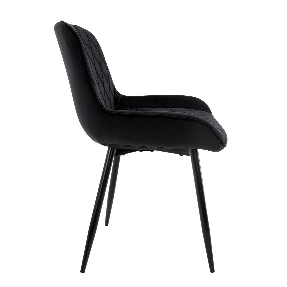 ESSZIMMERSTUHL Samt Schwarz 6er Set - Schwarz, Metall (54/81/60cm)