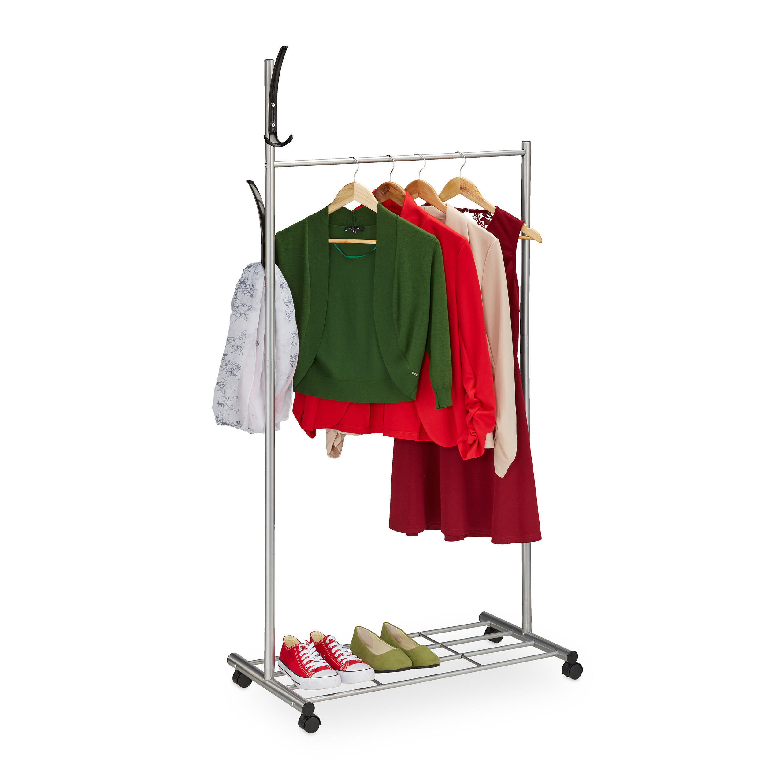 GARDEROBE - Silberfarben, Kunststoff/Metall (80/165/44cm) - Relaxdays