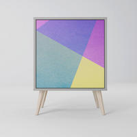 SIDEBOARD BRIGHT GEOMETRY, Grau, 57,5x42x77,5 cm, Schräge Buchenholzfüße - Buchefarben/Multicolor, Holzwerkstoff/Buchenholz (57.5/77.5/42cm) - SpaceRebels