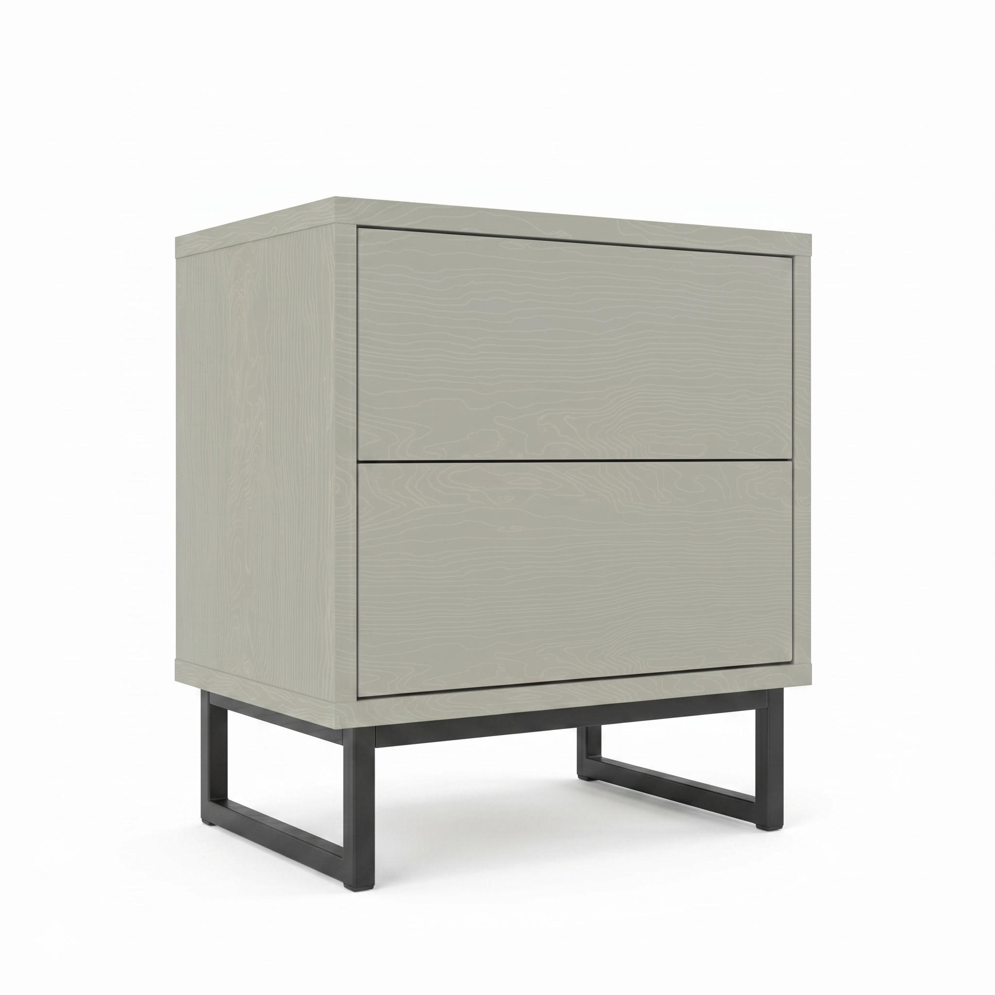 NACHTTISCH Genua d-lux Hellgrün, mit Zwei Schubladen, Grifflos - Schwarz/Hellgrün, Holzwerkstoff/Metall (43/48/34cm) - Bettso