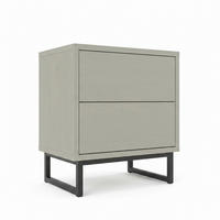 NACHTTISCH Genua d-lux Hellgrün, mit Zwei Schubladen, Grifflos - Schwarz/Hellgrün, Holzwerkstoff/Metall (43/48/34cm) - Bettso