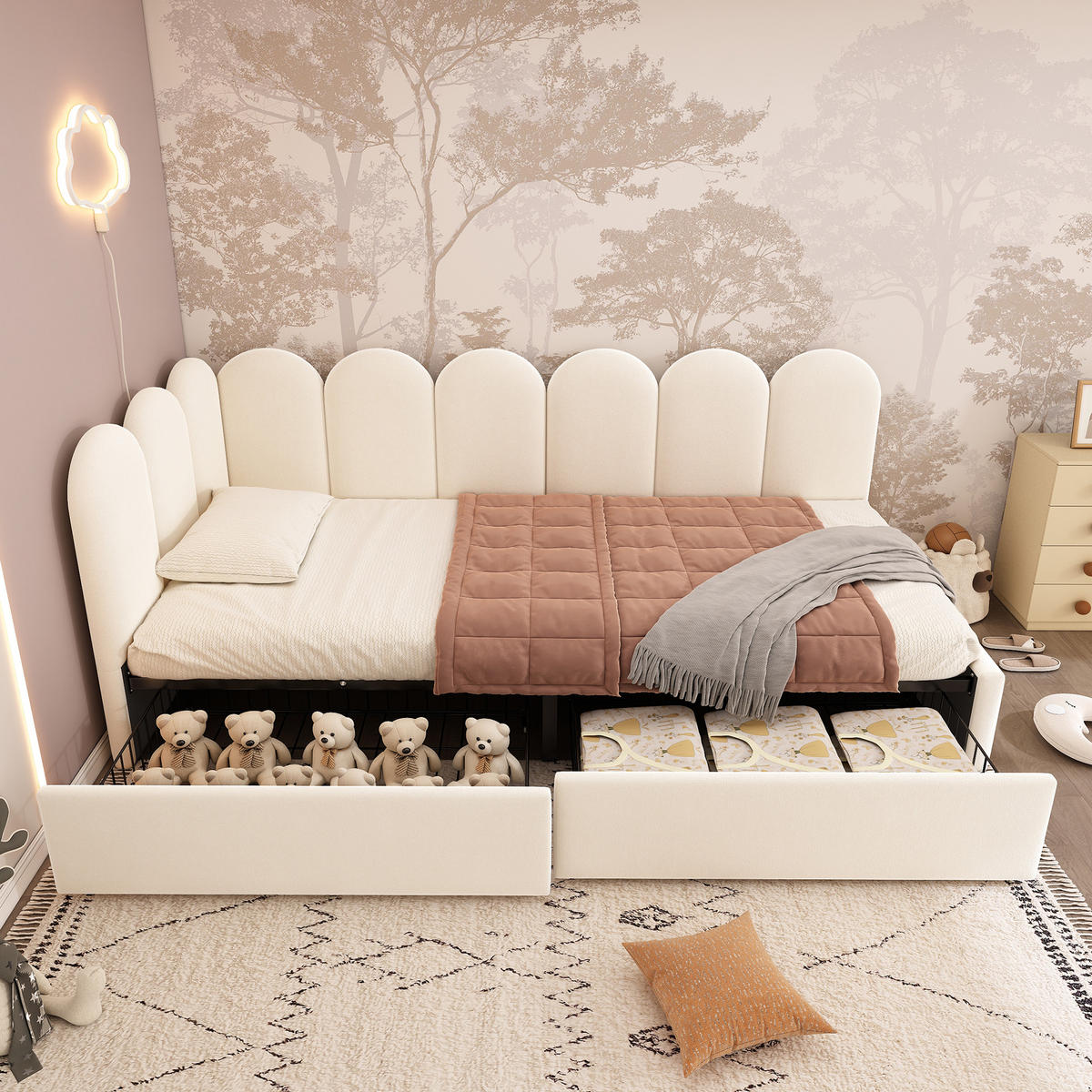 KINDERBETT 90/190 cm DE-00546, in Beige, 2 Schubladen - Beige, Holz (90/190cm) - ComfortXL