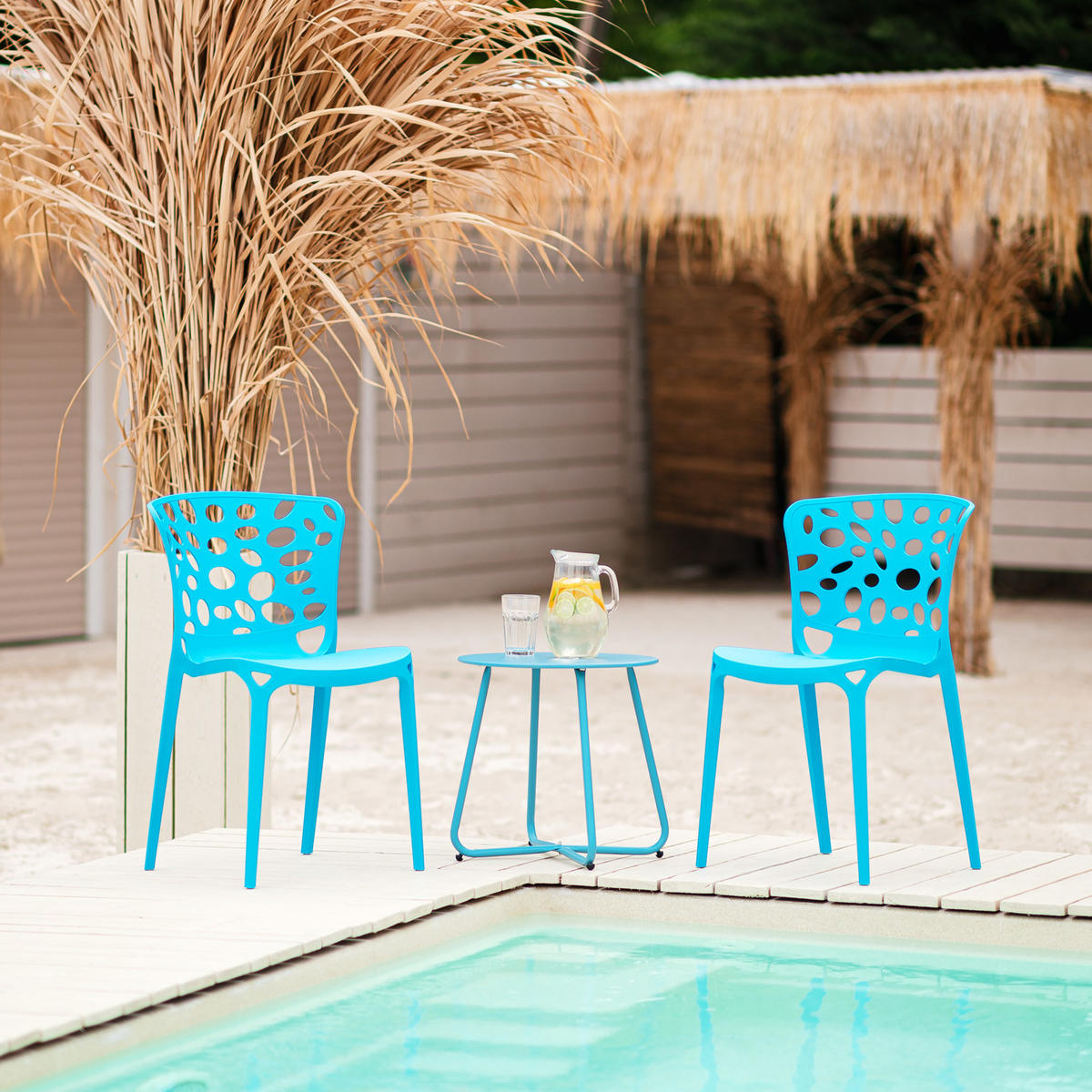 GARTENSTUHL 4er-Set Kunststoff Blau - Blau, Kunststoff (47/83/47cm) - Homestyle4u