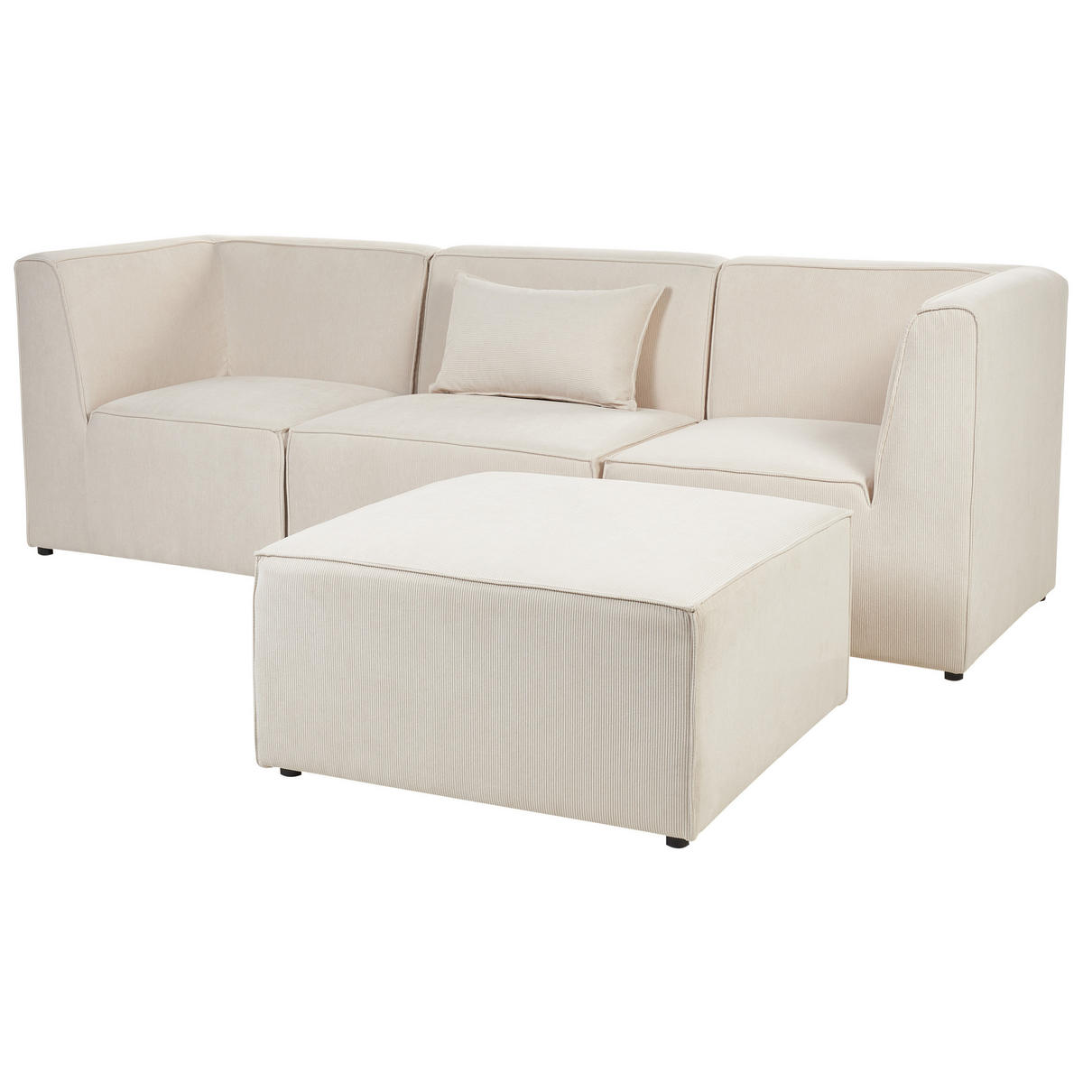 3-SITZER-SOFA Cord hellbeige mit Ottomane Lemvig - Beige, Textil (250/78/83cm) - Beliani