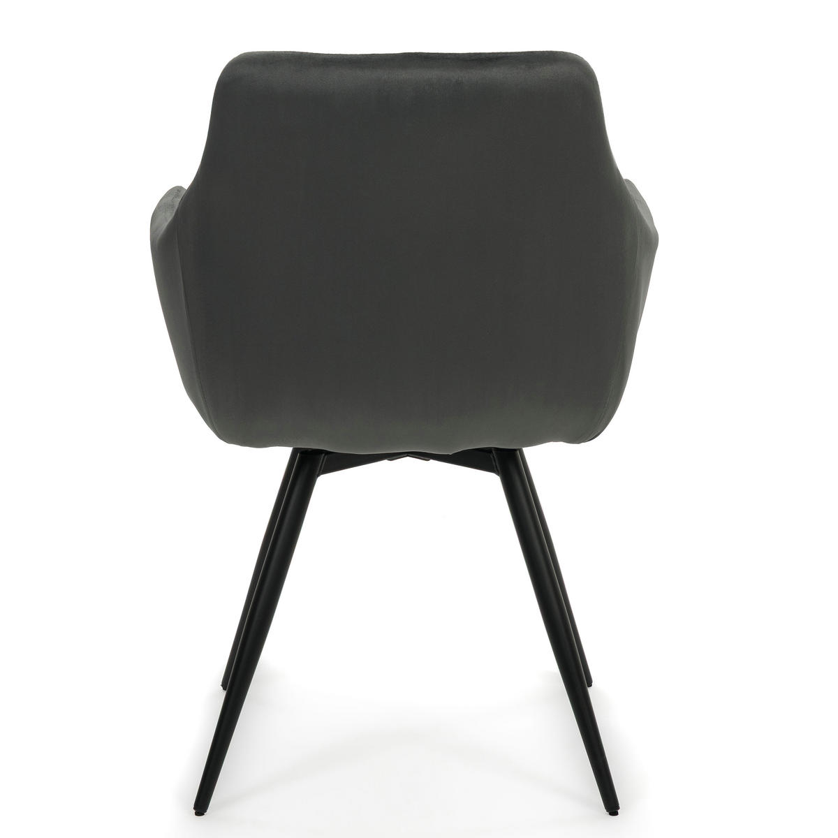 STUHL FANO drehbar gepolsterter mit Steppung - grau - Velour - Schwarz/Grau, Textil/Metall (58/83/59cm) - NEW HOME